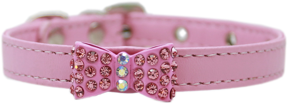 Bow-dacious Crystal Dog Collar Light Pink Size 10